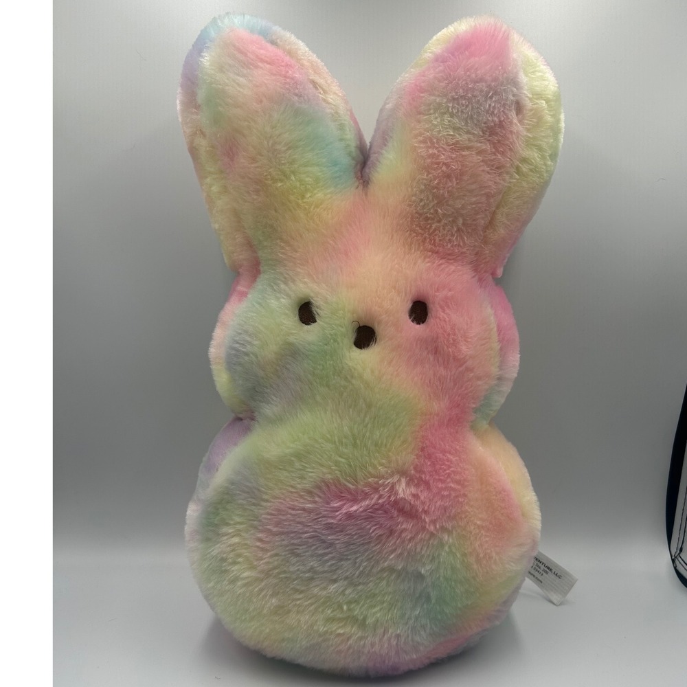 Peeps Rainbow Tie Dye Plush Bunny Large Pastel Stuffed Adventure 17"